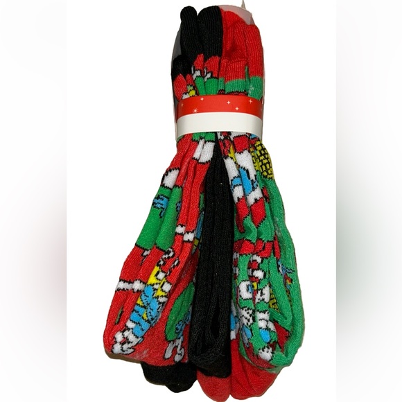 The Smurfs Crew Socks 3 Pair Men 6-13 Green Red Christmas Holiday Papa Smurfette - Picture 9 of 11